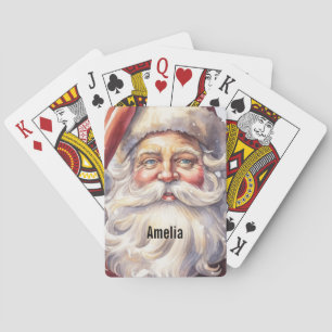 Retro Santa Claus in a Red Hat Christmas Playing Cards