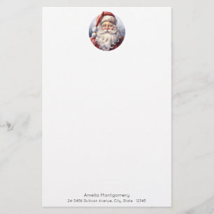 Retro Santa Claus in a Red Hat Christmas Stationery