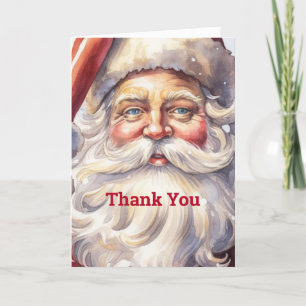 Retro Santa Claus in a Red Hat Christmas Thank You Card