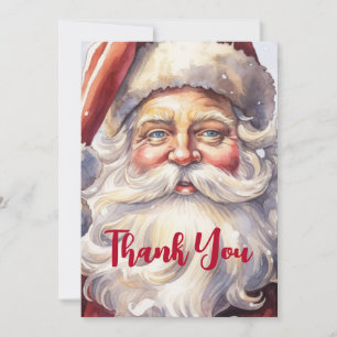 Retro Santa Claus in a Red Hat Christmas Thank You Card