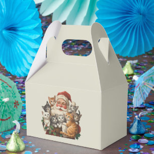 Retro Santa Claus & Kittens Christmas Winter 90s Favour Box