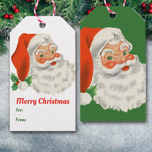 Retro Santa Claus Merry Christmas Gift Tags