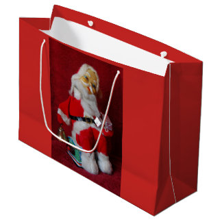Retro Santa Claus Merry Christmas Large Gift Bag