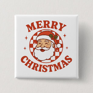 Retro Santa Claus Merry Christmas Vintage 15 Cm Square Badge