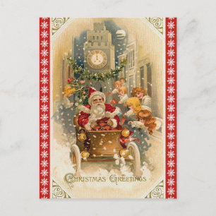 Retro Santa Claus Midnight Run Christmas Holiday Postcard