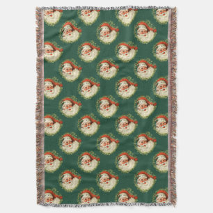 Retro Santa Claus Pattern Throw Blanket