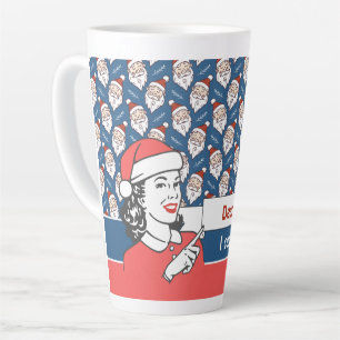 Retro Santa Claus Red White and Blue Christmas Latte Mug