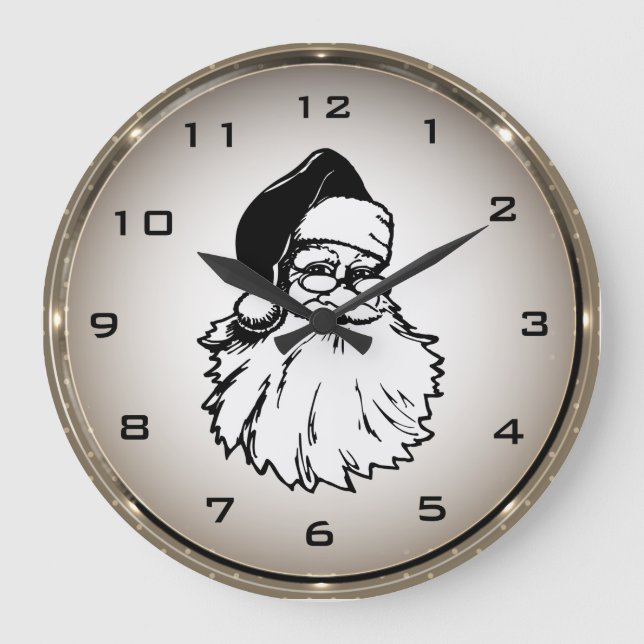 Retro Santa Claus Round Wall Clock (Front)