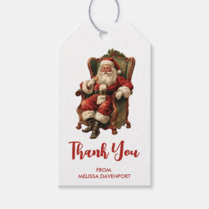 Retro Santa Claus Sitting in a Chair Christmas Gift Tags