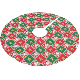 Retro Santa Claus Tartan Plaid Christmas Brushed Polyester Tree Skirt