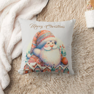 Retro Santa Claus Village Cushion