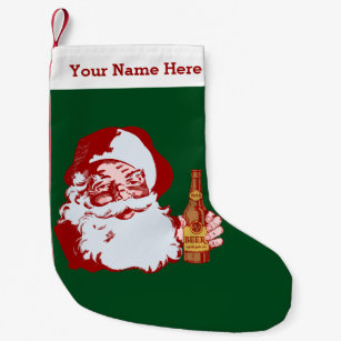 retro santa claus with beer christmas funny name small christmas stocking - Funny Christmas Stockings retro santa claus with beer christmas funny name small christmas stocking - Funny Christmas Stockings