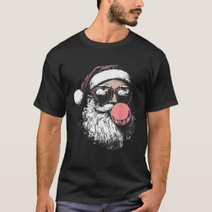 Retro Santa Claus With Bubble Gum Funny Christmas T-Shirt