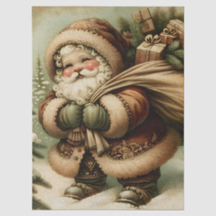 Retro Santa Claus with Gifts Decoupage Tissue Paper