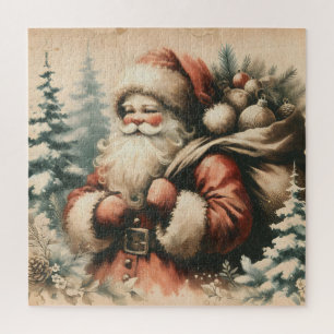 Retro Santa Claus with Ornaments Jigsaw Puzzle
