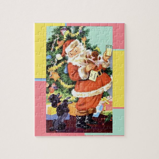 Retro Santa, Cookies and Milk, and Dancing Poodle Jigsaw Puzzle (Vertical)