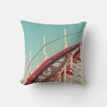 Retro Santa Cruz Boardwalk Roller Coaster Pillow
