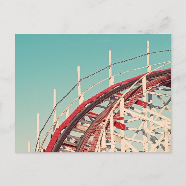 Retro Santa Cruz Boardwalk Roller Coaster Postcard (Front)