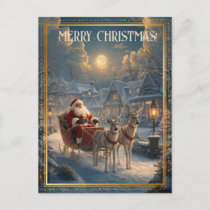 Retro Santa Custom Address Photo Classic Christmas Holiday Postcard