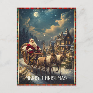 Retro Santa Custom Photo Address Classic Christmas Holiday Postcard