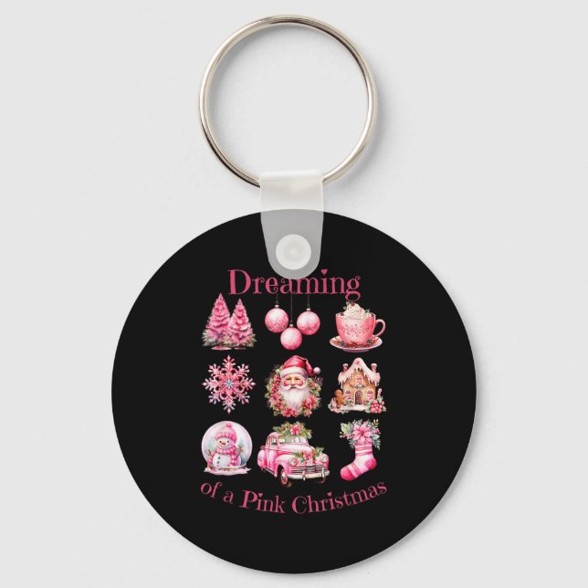 Retro Santa Dreaming Of A Nk Christmas For Girls L Key Ring (Front)