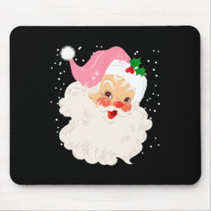 Retro Santa Face In Pink Hat Vintage Christmas San Mouse Mat