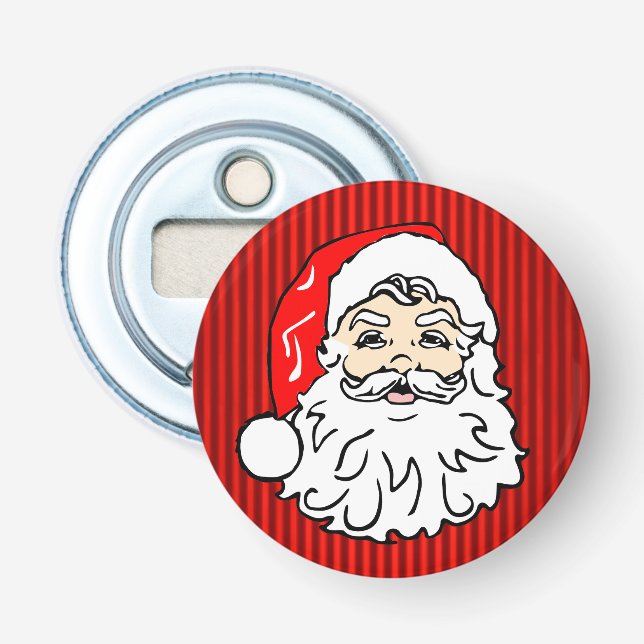 Retro Santa Face Red Bottle Opener (Front)