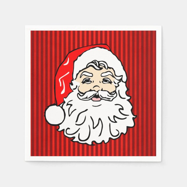 Retro Santa Face Red Napkin (Front)