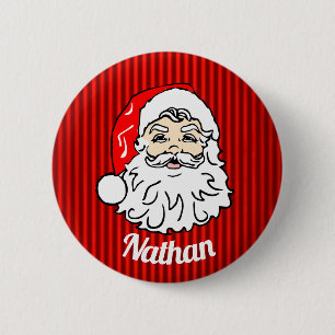 Retro Santa Face Red Personalised 6 Cm Round Badge