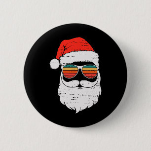 Retro Santa Face Sungled Christmas In July Summer 6 Cm Round Badge