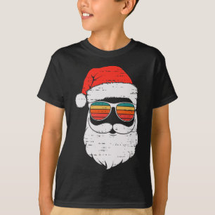 Retro Santa Face Sungled Christmas In July Summer T-Shirt