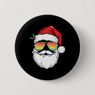 Retro Santa Face Sungles Christmas Xmas Men Women 6 Cm Round Badge