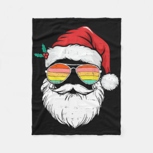 Retro Santa Face Sungles Christmas Xmas Men Women  Fleece Blanket