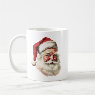 Retro Santa Face with Merry Christmas Greeting Coffee Mug