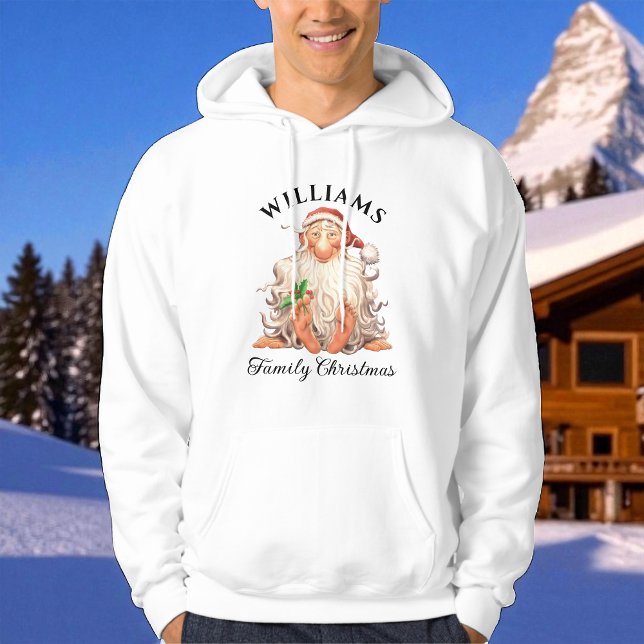 Retro Santa Family Christmas with Name and Year Hoodie (Creator Uploaded)