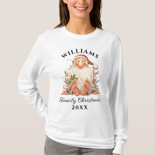 Retro Santa Family Christmas with Name and Year T-Shirt