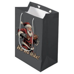 Retro Santa Football Player Ho Ho Hike Xmas Medium Gift Bag