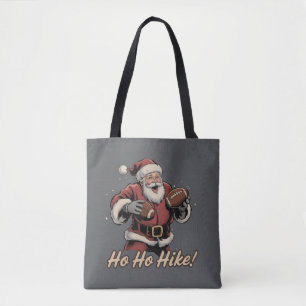 Retro Santa Football Player Ho Ho Hike Xmas Tote Bag