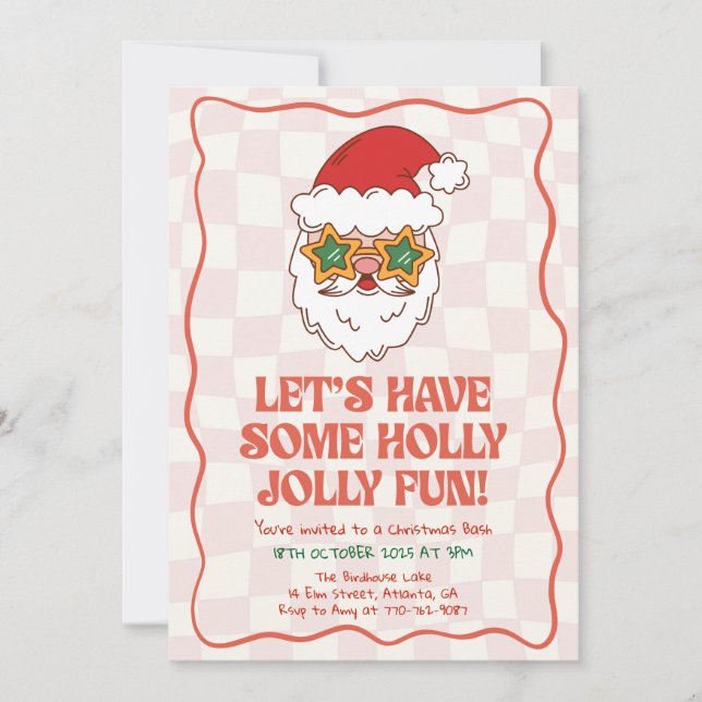 Retro Santa Fun Christmas Party Invitation (Front)