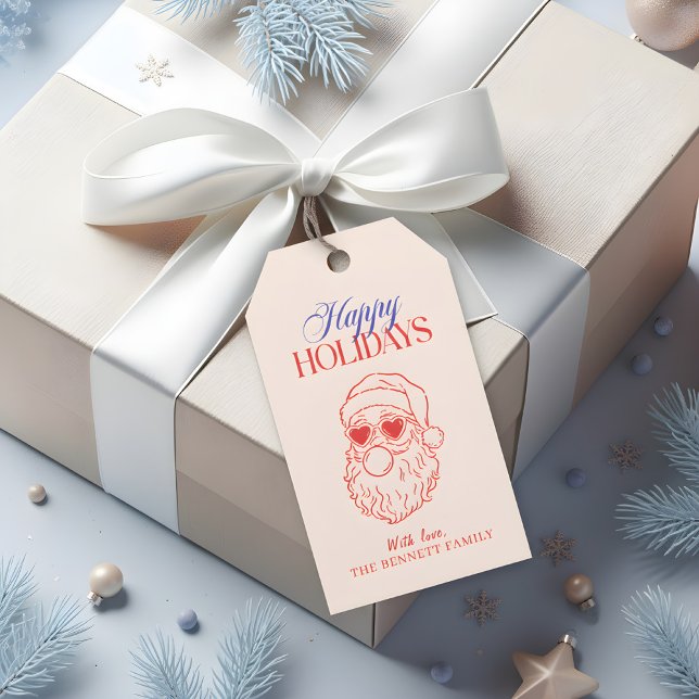 Retro Santa Happy Holidays Gift Tags (Creator Uploaded)