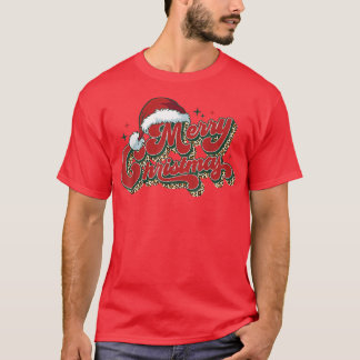 Retro Santa Hat Merry Christmas Vintage Happy Holi T-Shirt