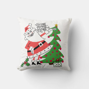 Retro Santa Ho Ho Ho Christmas Holiday Pillow