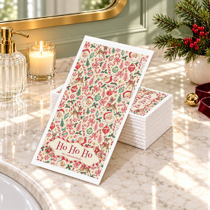 Retro Santa Ho Ho Ho Christmas Napkin