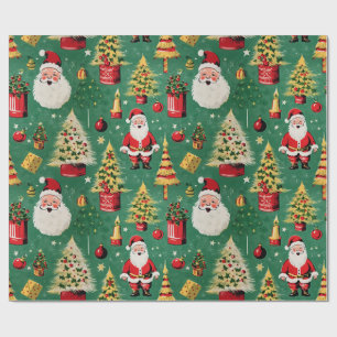 Retro Santa Holiday Delights Wrapping Paper
