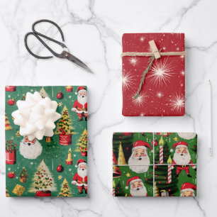 Retro Santa Holiday Delights Wrapping Paper Sheet