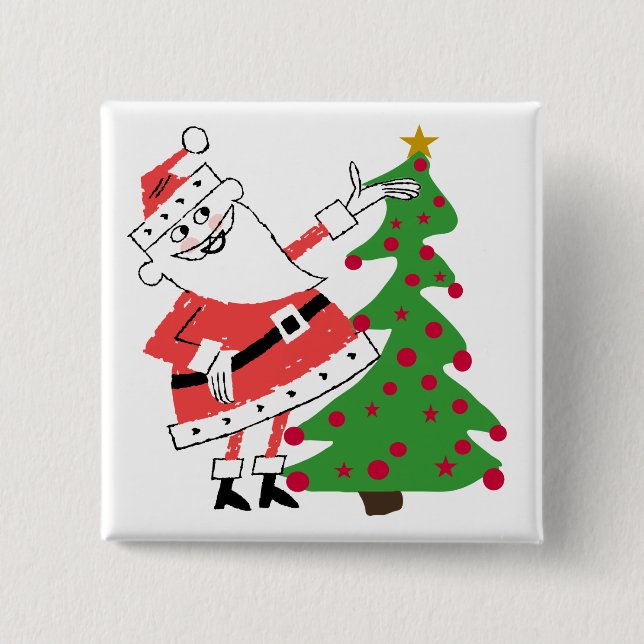 Retro Santa Holiday Tshirts and Gifts 15 Cm Square Badge (Front)