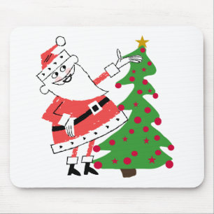 Retro Santa Holiday Tshirts and Gifts Mouse Mat