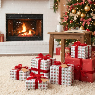 Retro Santa Joy Wrapping Paper