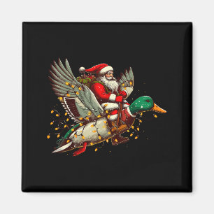 Retro Santa Mallard Duck Christmas Hunting Season Magnet