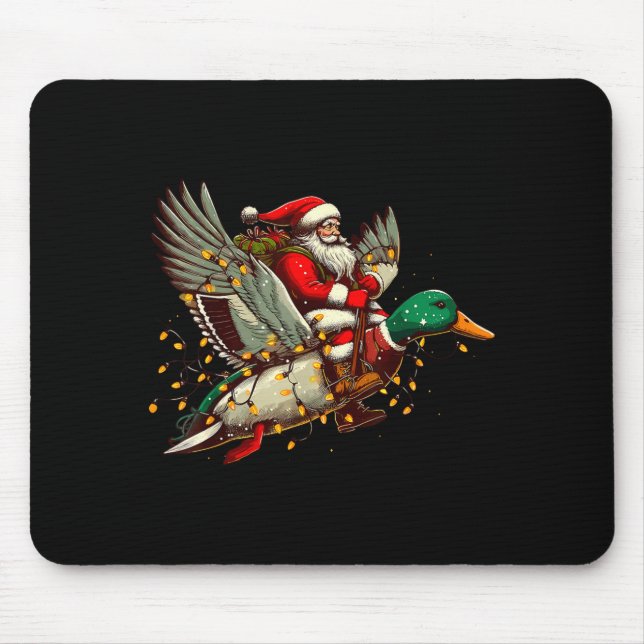 Retro Santa Mallard Duck Christmas Hunting Season  Mouse Mat (Front)